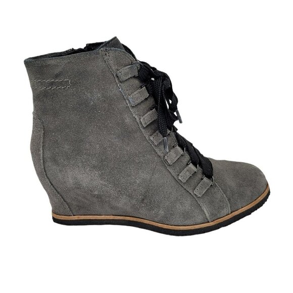 Earth Women's Sz 8.5 Suede Leather Bootie Charcoal Grey Memory Foam Exc Cond - Picture 6 of 9